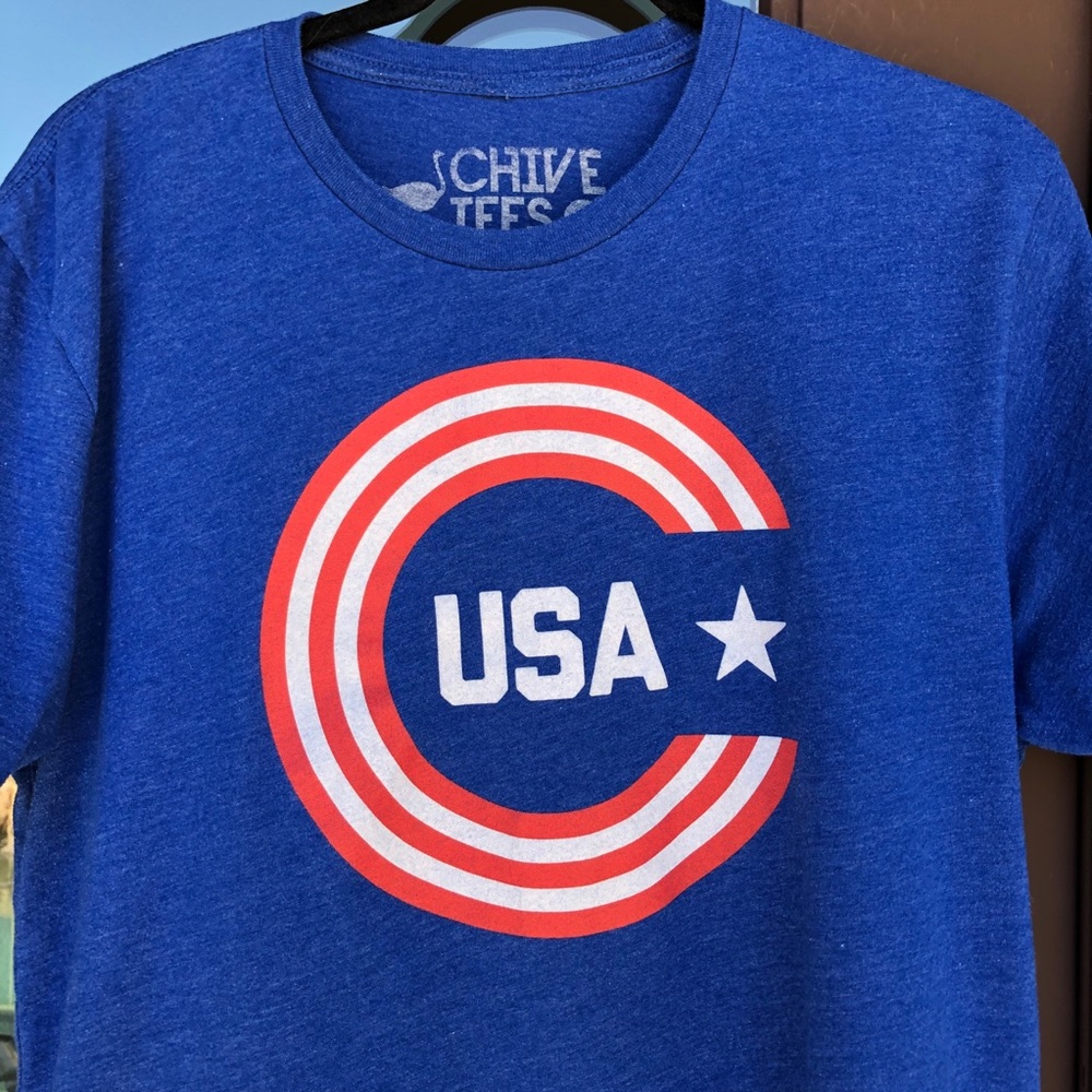 Chive Tees Blue Chicago Cubs Graphic Tee L